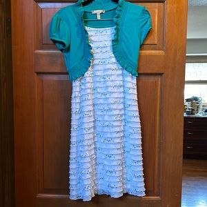 Pretty all-in-one dress, has shrug/bolero built in!